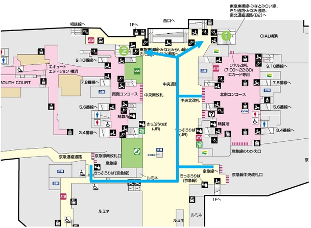 横浜駅 中央通路 東急東横線・みなとみらい線 乗り換え