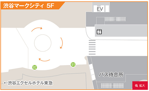 渋谷マークシティ５Fバス乗り場