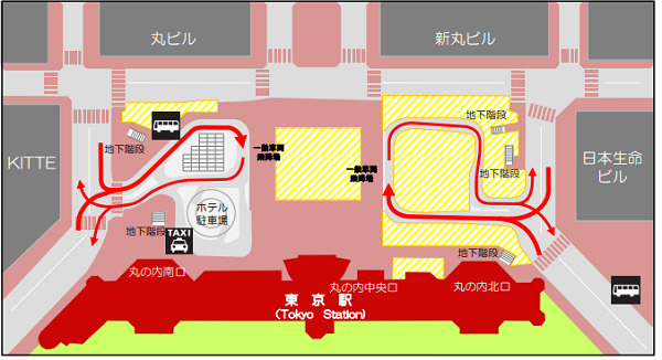 東京駅（丸の内口）一般車両動線
