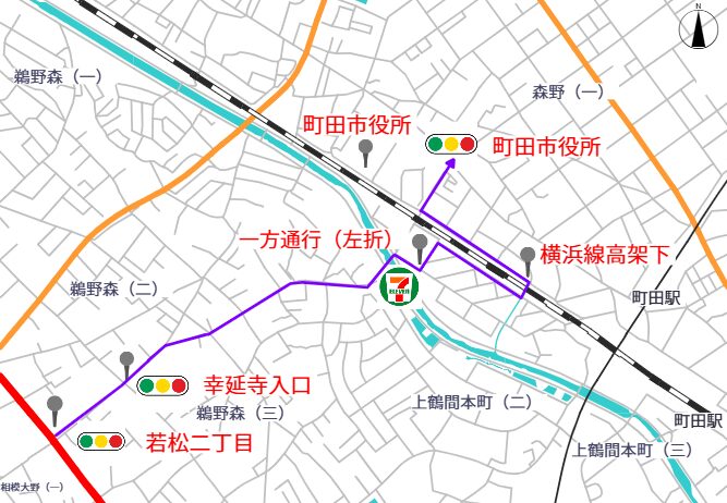 鵜野森 → 森野南 抜け道ルート