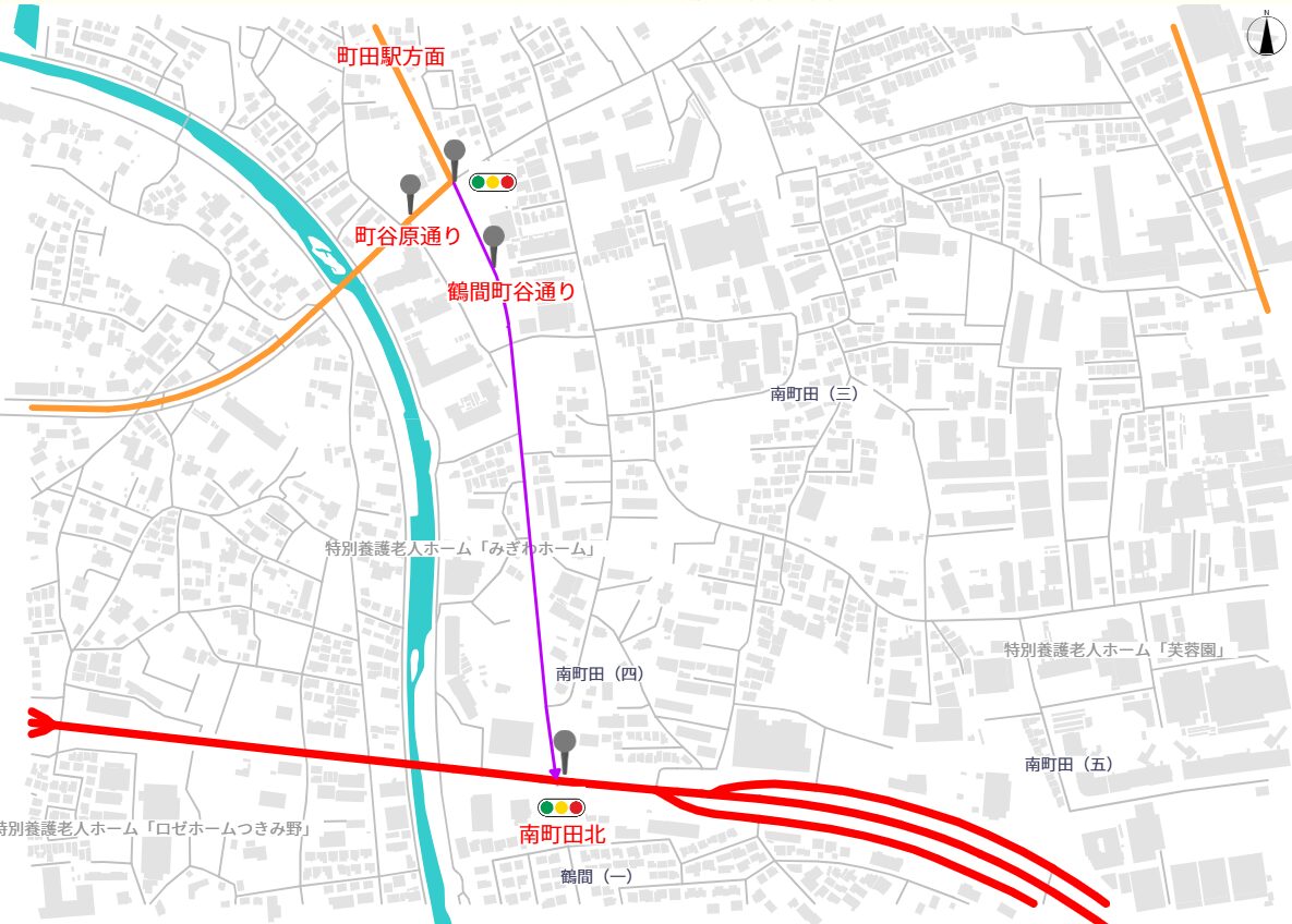 鶴間町谷通り→国道16号線（通常ルート）